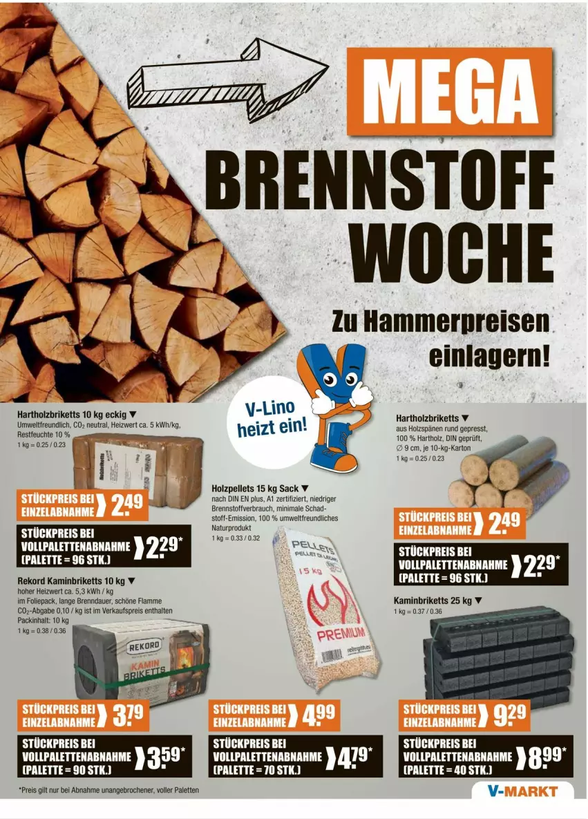 Aktueller Prospekt Vmarkt - Prospekte - von 26.06 bis 02.07.2025 - strona 19 - produkty: auer, briketts, eis, elle, Holz, Holzbriketts, Holzpellets, Kamin, lamm, natur, Palette, Pellets, Rauch, reis, sac, Ti