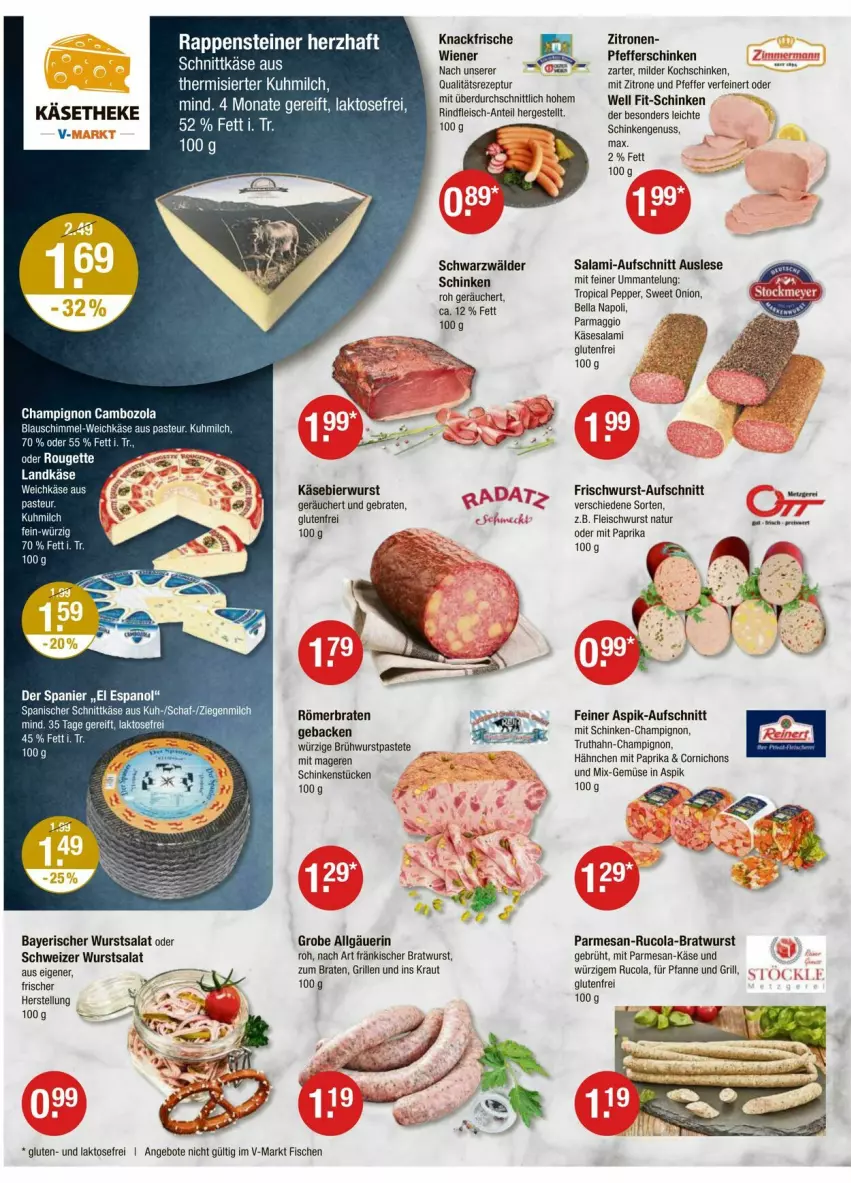 Aktueller Prospekt Vmarkt - Prospekte - von 26.06 bis 02.07.2025 - strona 2 - produkty: angebot, angebote, aufschnitt, bier, braten, bratwurst, Brühwurst, champignon, cola, eis, fisch, fische, fleisch, fleischwurst, frischwurst-aufschnitt, geback, grill, Käse, käsetheke, Kraut, landkäse, LG, maggi, Mantel, milch, mit paprika, natur, ndk, nuss, paprika, pastete, pfanne, pfeffer, rezept, rucola, salami, salat, schinken, schnittkäse, steiner, tee, Ti, truthahn, weichkäse, wurst, zitrone, zitronen