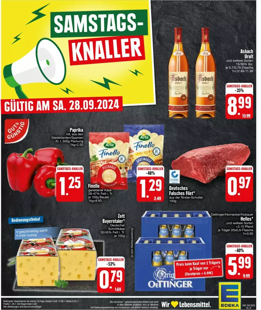 Aktueller Prospekt Edeka - Prospekte - von 23.09 bis 28.09.2024 - strona 30 - produkty: asbach uralt, auer, Bau, Bauer, beutel, Falsches Filet, filet, lebensmittel, oettinger, paprika, rind, rinder, Ti