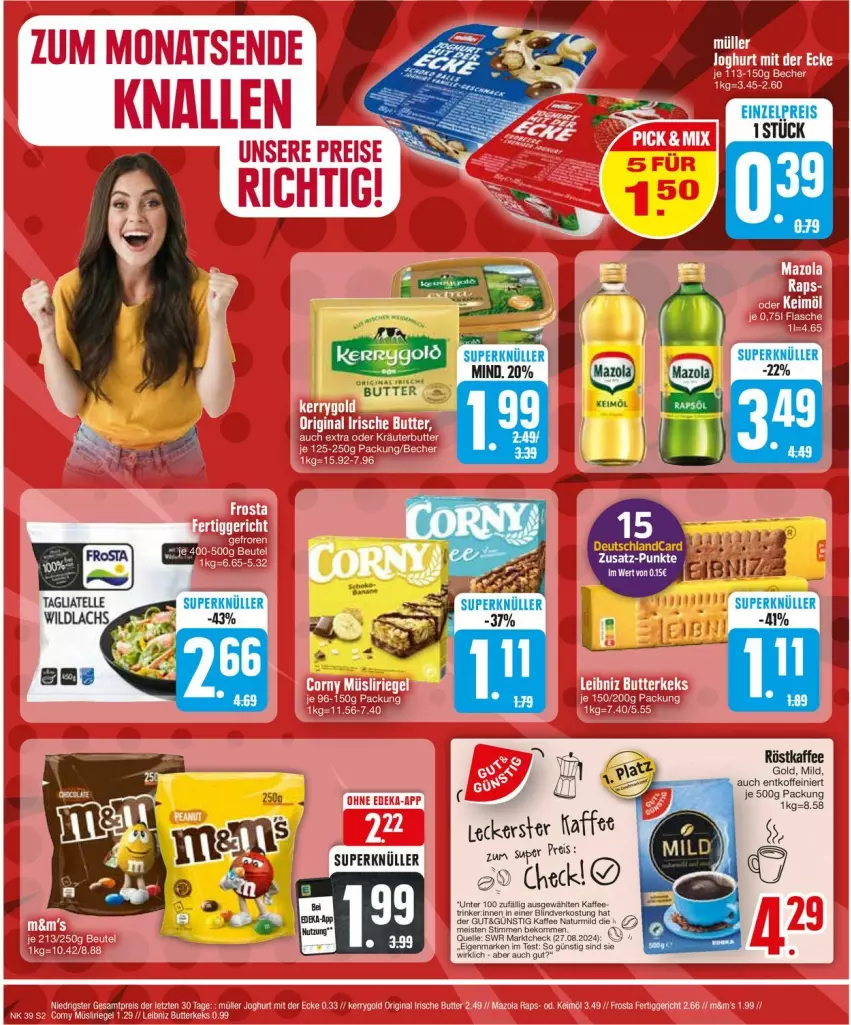 Aktueller Prospekt Edeka - Prospekte - von 23.09 bis 28.09.2024 - strona 4 - produkty: beko, butter, eis, elle, kaffee, lachs, mazola, reis, röstkaffee, tagliatelle, Ti, Wild, wildlachs