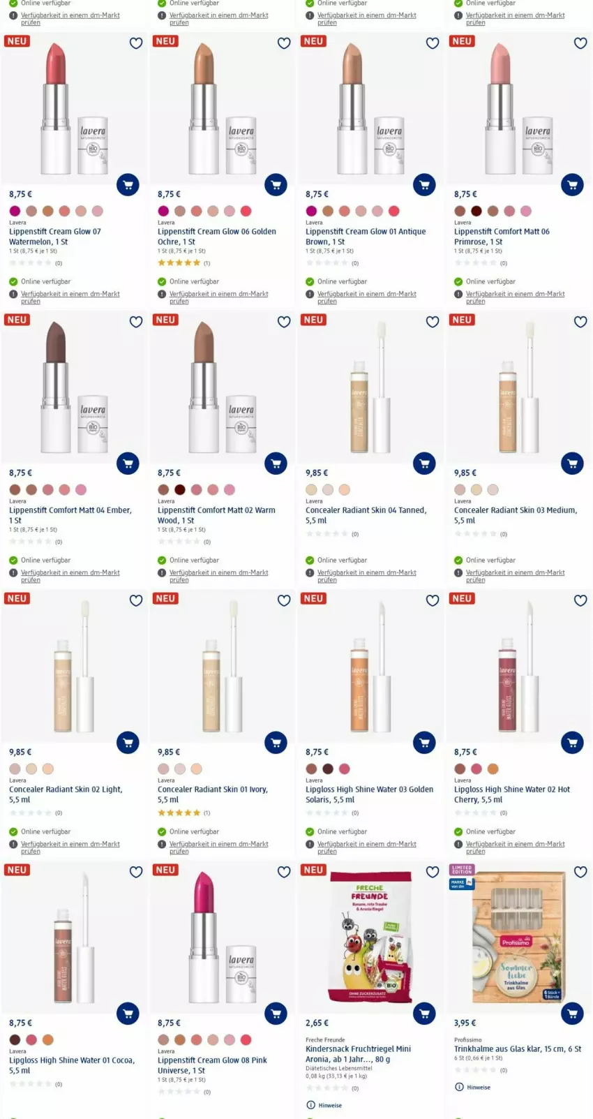 Aktueller Prospekt Dm Drogerie - Prospekte - von 12.06 bis 21.06.2023 - strona 15 - produkty: eis, freche freunde, frucht, Kinder, lavera, lebensmittel, Lipgloss, Lippenstift, Profissimo, riegel, sim, snack, Ti, tisch, Trinkhalme