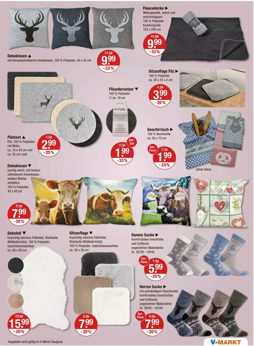 Aktueller Prospekt Vmarkt - Prospekte - von 11.09 bis 17.09.2025 - strona 23 - produkty: angebot, angebote, Bau, baumwolle, decke, dekokissen, Elan, fleecedecke, geschirr, geschirrtuch, kissen, LG, Ria, Sitzauflage, tee, Ti, tuc, Untersetzer, Wild, wolle