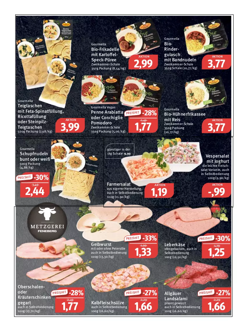 Aktueller Prospekt Feneberg - Prospekte - von 23.02 bis 25.02.2023 - strona 3 - produkty: bio, dell, eis, elle, feta, fleisch, fleischsalat, geback, gewürz, gulasch, hühner, joghur, joghurt, Kalbfleisch, kartoffel, Käse, kräuter, leberkäs, leberkäse, LG, nerf, nudel, nudeln, oder kräuter, Ofen, penne, petersilie, püree, reis, Ria, ricotta, rind, rinder, rindergulasch, salami, salat, Schal, Schale, schinken, Speck, spinat, Tasche, taschen, Ti, wurst, ZTE