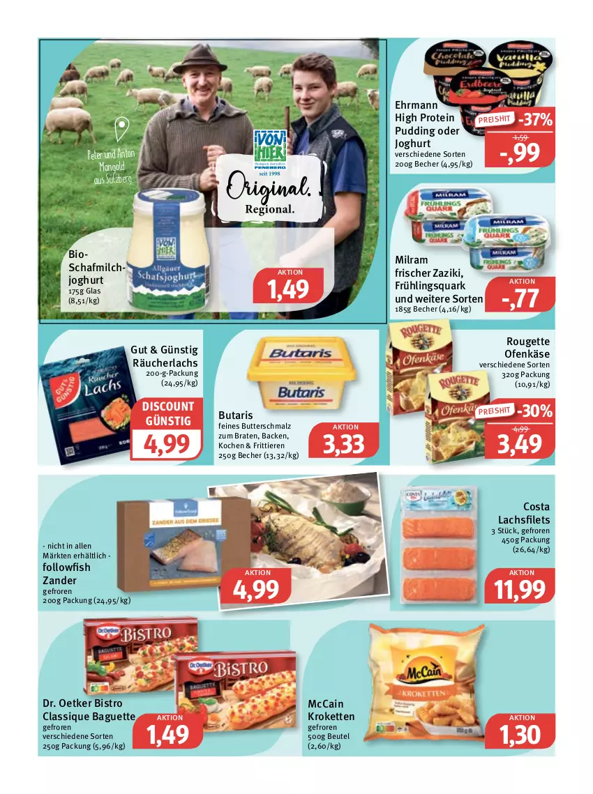 Aktueller Prospekt Feneberg - Prospekte - von 23.02 bis 25.02.2023 - strona 6 - produkty: baguette, Becher, beutel, bio, braten, butter, Butterschmalz, classique baguette, discount, Dr. Oetker, ehrmann, eis, filet, filets, followfish, joghur, joghurt, Käse, Kette, Kroketten, lachs, lachsfilet, lachsfilets, malz, mango, mccain, milch, milram, Ofen, Ofenkäse, pudding, quark, Räucherlachs, reis, rouge, rougette, Schmalz, Ti, Tiere, Zander, zaziki