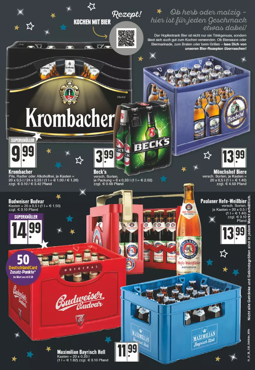 Aktueller Prospekt E Center - Angebote der Woche - von 20.12 bis 25.12.2021 - strona 25 - produkty: alkohol, bier, Biere, braten, getränk, getränke, grill, krombache, krombacher, malz, marinade, mönchshof, nuss, pils, radler, rezept, rezepte, rwe, sauce, Ti