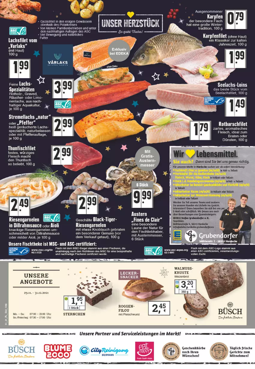 Aktueller Prospekt E Center - Angebote der Woche - von 20.12 bis 25.12.2021 - strona 32 - produkty: aioli, angebot, angebote, aqua, aust, Austern, bier, bio, braten, brot, decke, deka, eier, eis, erde, filet, fisch, fische, Fischer, fischtheke, fleisch, fleischwurst, garnelen, Holz, ideal zum braten, knoblauch, lachs, lachsfilet, lack, lebensmittel, leine, LG, limo, mac, messer, natur, nuss, pfeffer, reis, riesengarnelen, Rotbarsch, rotbarschfilet, sauce, Schere, Spezi, thunfisch, Ti, tisch, uhr, walnuss, Weizenbrot, wurst