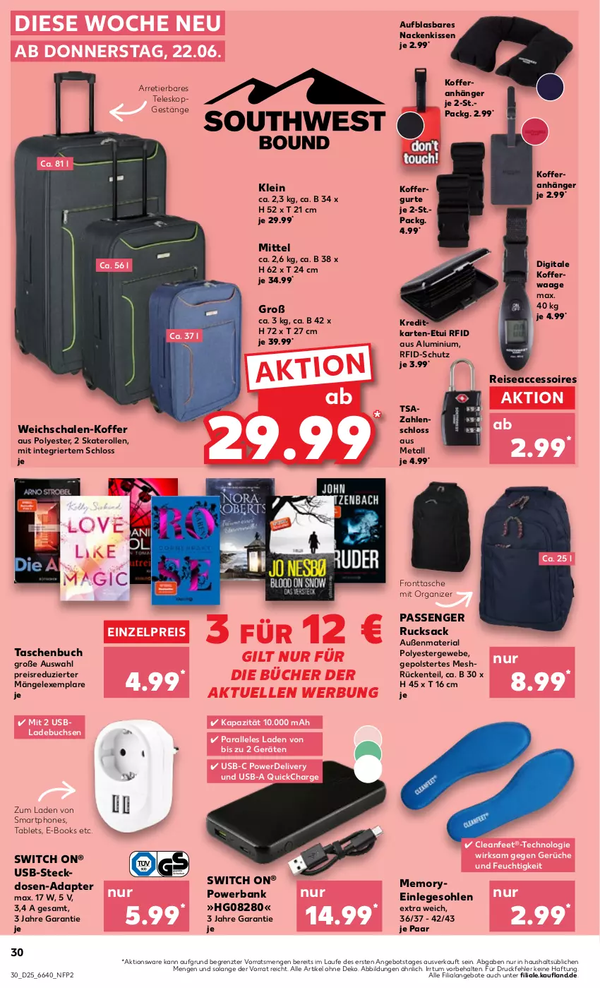 Aktueller Prospekt Kaufland - Prospekt - von 22.06 bis 28.06.2023 - strona 32 - produkty: ACC, accessoires, adapter, angebot, angebote, Anhänger, Bank, buch, eis, elle, ente, erde, kissen, koffer, Kofferwaage, nackenkissen, powerbank, reis, Ria, rucksack, sac, Schal, Schale, smartphone, smartphones, steckdose, tablet, Tablets, Tasche, taschen, Taschenbuch, Teleskop, Ti, usb, Waage, ZTE