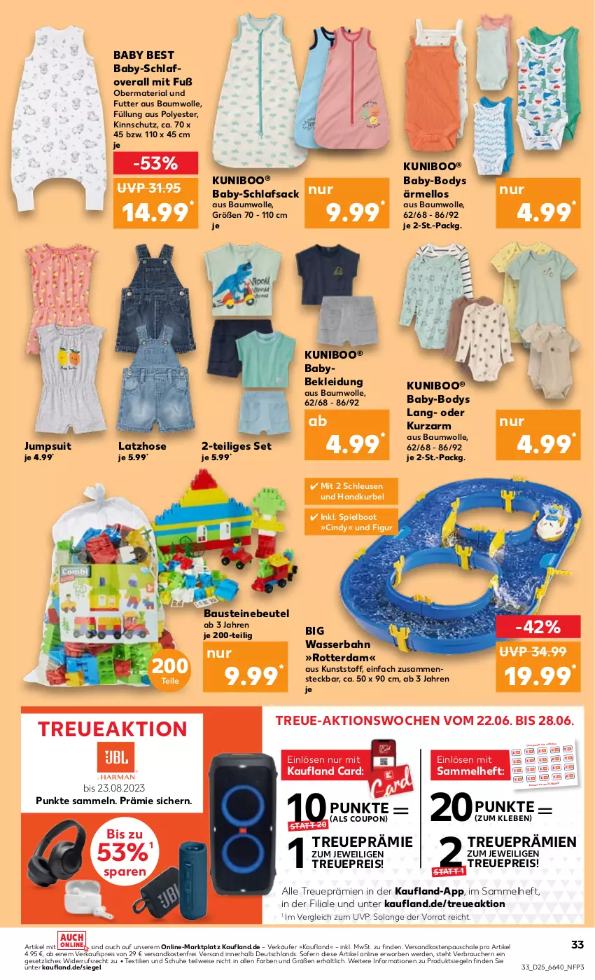 Aktueller Prospekt Kaufland - Prospekt - von 22.06 bis 28.06.2023 - strona 35 - produkty: aust, Bau, baumwolle, beutel, body, cin, coupon, eis, erde, hose, jumpsuit, kleid, Kleidung, Latzhose, ndk, Overall, Rauch, reis, Ria, sac, Schal, Schale, schlafsack, schuhe, Ti, versandkostenfrei, wasser, wolle