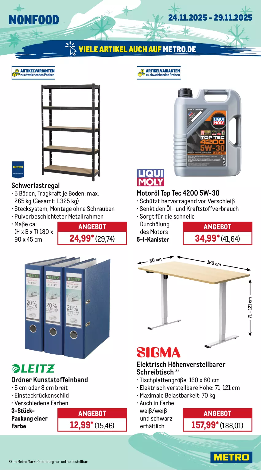 Aktueller Prospekt Metro - Wochen-Angebote - von 24.11 bis 29.11.2025 - strona 27 - produkty: angebot, Brei, elle, HP, kraft, latte, Metro, ordner, Rauch, regal, schrauben, schreibtisch, schwerlastregal, Ti, tisch, tischplatte, Tischplatten