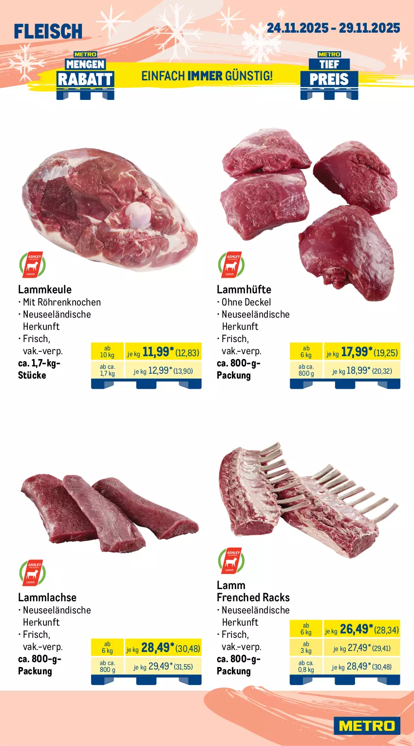 Aktueller Prospekt Metro - Wochen-Angebote - von 24.11 bis 29.11.2025 - strona 5 - produkty: angebot, auer, beutel, braten, brustfilet, butter, buttermilch, decke, Deckel, eimer, eis, filet, fleisch, gewürz, hähnchenbrust, hähnchenbrustfilet, lachs, lamm, lammkeule, lammlachse, medaillons, Metro, milch, rind, rinder, salomon, Schal, Schale, schwein, schweine, schweinefilet, Ti, wein, weine, Wild, Wildschwein