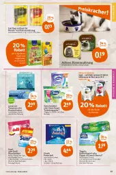 Gazetka promocyjna Tegut - Angebote der Woche - Gazetka - ważna od 30.04 do 30.04.2022 - strona 29 - produkty: ball, beutel, binden, Cap, dalli, Damenbinden, Duftkerze, Finish, flasche, gefrierbeutel, Glade, kamera, Kameras, katzennahrung, kerze, Nagerfutter, papier, powerball, Schal, Schale, sunil, Tampon, tampons, Ti, tierbedarf, toilettenpapier, toppits, waschmittel, weck, zewa, zipper