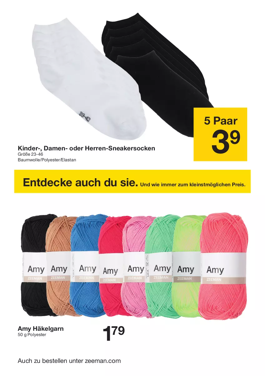 Aktueller Prospekt Zeeman - Prospekte - von 01.06 bis 14.06.2024 - strona 17 - produkty: Bau, baumwolle, decke, eis, elle, herren-sneaker, Kinder, LG, reis, sneaker, sneakersocken, socken, wolle