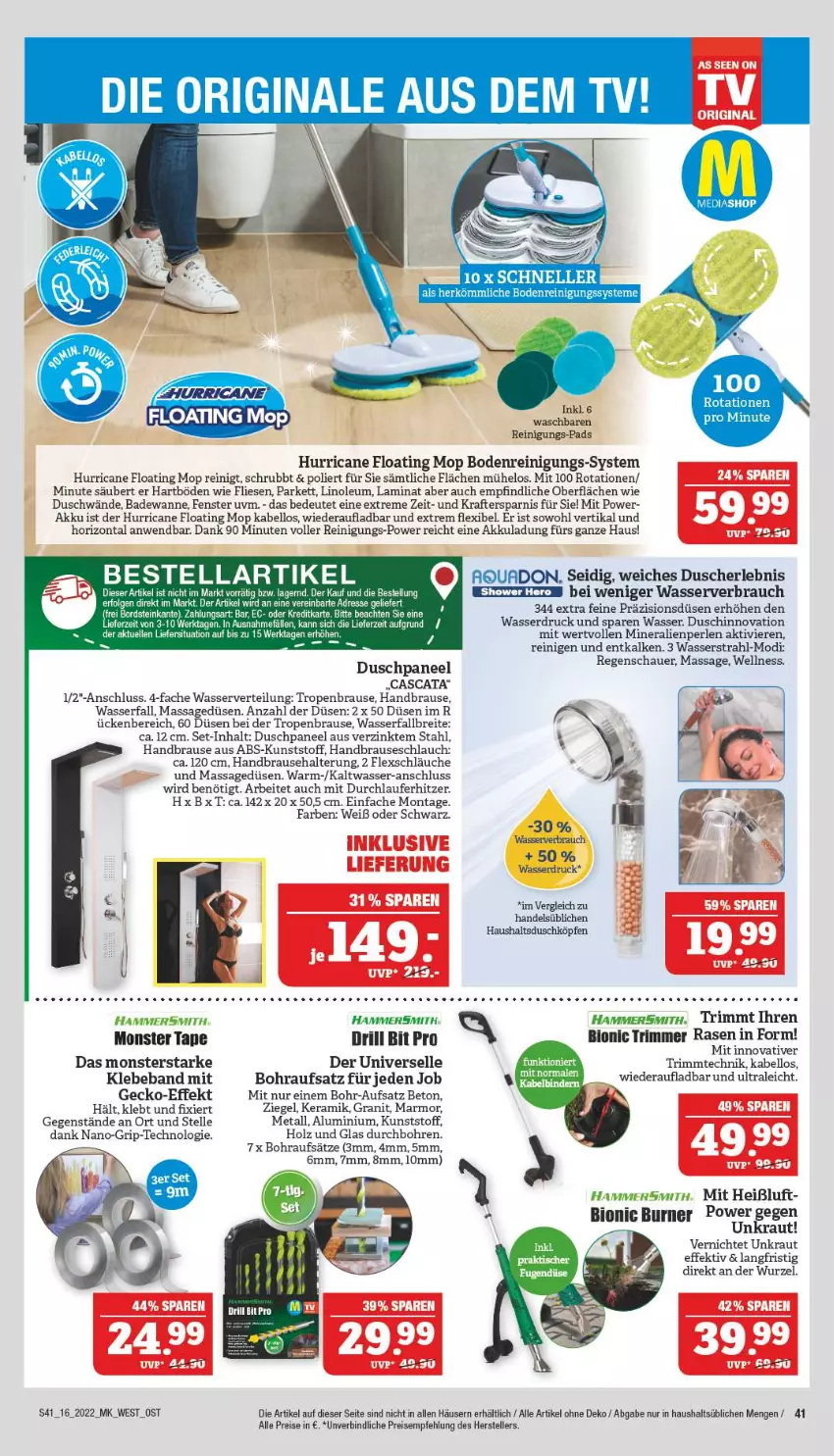 Aktueller Prospekt Marktkauf - Prospekt - von 17.04 bis 23.04.2022 - strona 41 - produkty: akku, auer, Bad, Badewanne, Beba, bio, brause, brauseschlauch, Brei, dusche, eis, elle, fenster, handbrause, hero, Holz, HP, kraft, Kraut, laminat, LG, monster, paneel, perlen, rasen, Rauch, Reinigung, reis, schlauch, schläuche, teller, Ti, Wanne, wasser