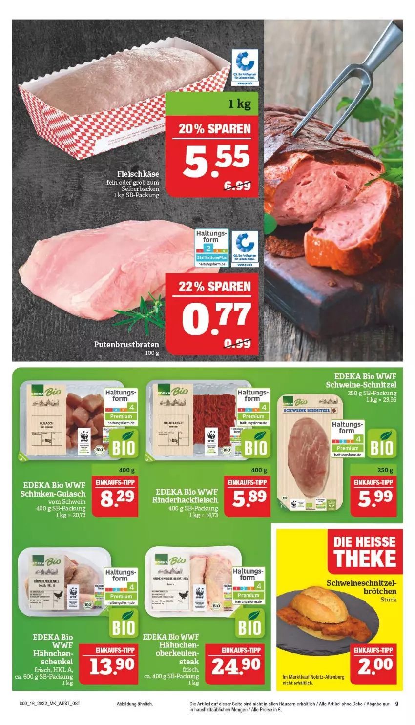 Aktueller Prospekt Marktkauf - Prospekt - von 17.04 bis 23.04.2022 - strona 9 - produkty: brötchen, eis, fleisch, fleischkäse, hackfleisch, Käse, reis, schnitzel, schwein, schweine, schweineschnitzel, Ti, wein, weine, Wels