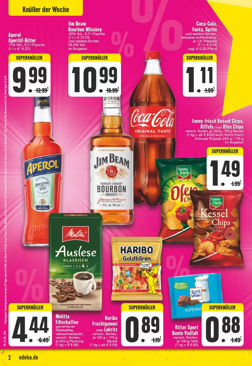 Aktueller Prospekt Edeka - Angebote der Woche - von 25.09 bis 30.09.2023 - strona 2 - produkty: bourbon, bourbon whiskey, deka, goldbären, haribo, kentucky straight, tuc, whiskey