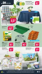 Gazetka promocyjna Netto - Woche 14 - Gazetka - ważna od 06.04 do 06.04.2024 - strona 16 - produkty: auer, Bau, baumwolle, decke, ente, frucht, Garten, gartentisch, Holz, kissen, pflanze, pflanzen, rasen, Ria, Roller, teppich, Ti, tisch, tischdecke, Tischwäsche, wasser, wolle, ZTE