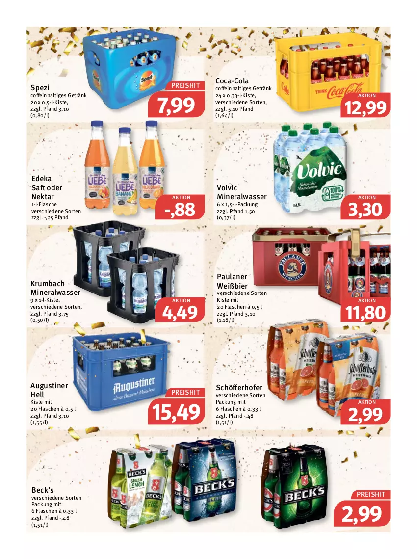 Aktueller Prospekt Feneberg - Prospekte - von 27.12 bis 31.12.2021 - strona 18 - produkty: Alwa, bier, coca-cola, coffein, cola, deka, eis, flasche, getränk, krumbach, mineralwasser, Nektar, Paula, paulaner, reis, rum, saft, schöfferhofer, Spezi, Ti, volvic, wasser