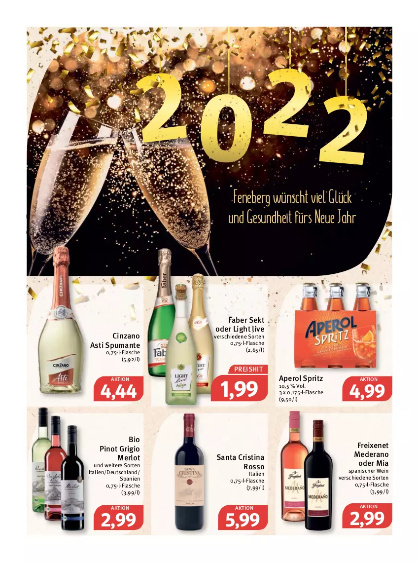 Aktueller Prospekt Feneberg - Prospekte - von 27.12 bis 31.12.2021 - strona 19 - produkty: aperol, asti, bio, cin, cinzano, Cinzano Asti, eis, flasche, freixenet, Gesundheit, merl, merlot, Pinot, pinot grigio, puma, reis, sekt, spumante, Ti, wein