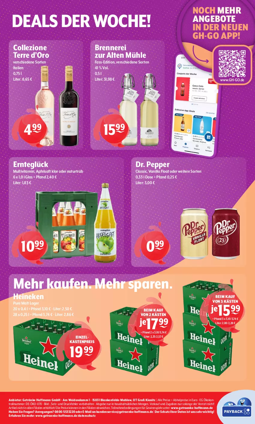 Aktueller Prospekt Getraenke Hoffmann - Prospekte - von 22.09 bis 27.09.2025 - strona 8 - produkty: abholpreise, angebot, angebote, apfel, apfelsaft, eis, getränk, getränke, gewinnspiel, heineken, natur, reis, saft, Spiele, Ti, vita