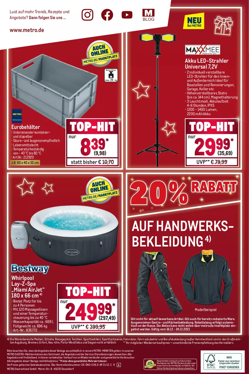 Aktueller Prospekt Metro - NonFood - von 16.12 bis 24.12.2021 - strona 14 - produkty: abholpreise, akku, angebot, angebote, aust, auto, Bau, Behälter, dell, eis, elle, erde, Fahrrad, heimtextilien, ilag, kleid, Kleidung, küche, Küchen, lebensmittel, LG, Metro, metro gastro, Mode, pool, Rauch, reis, rezept, rezepte, rwe, schuhe, Sport, teller, Ti, tisch, wasser, Whirlpool