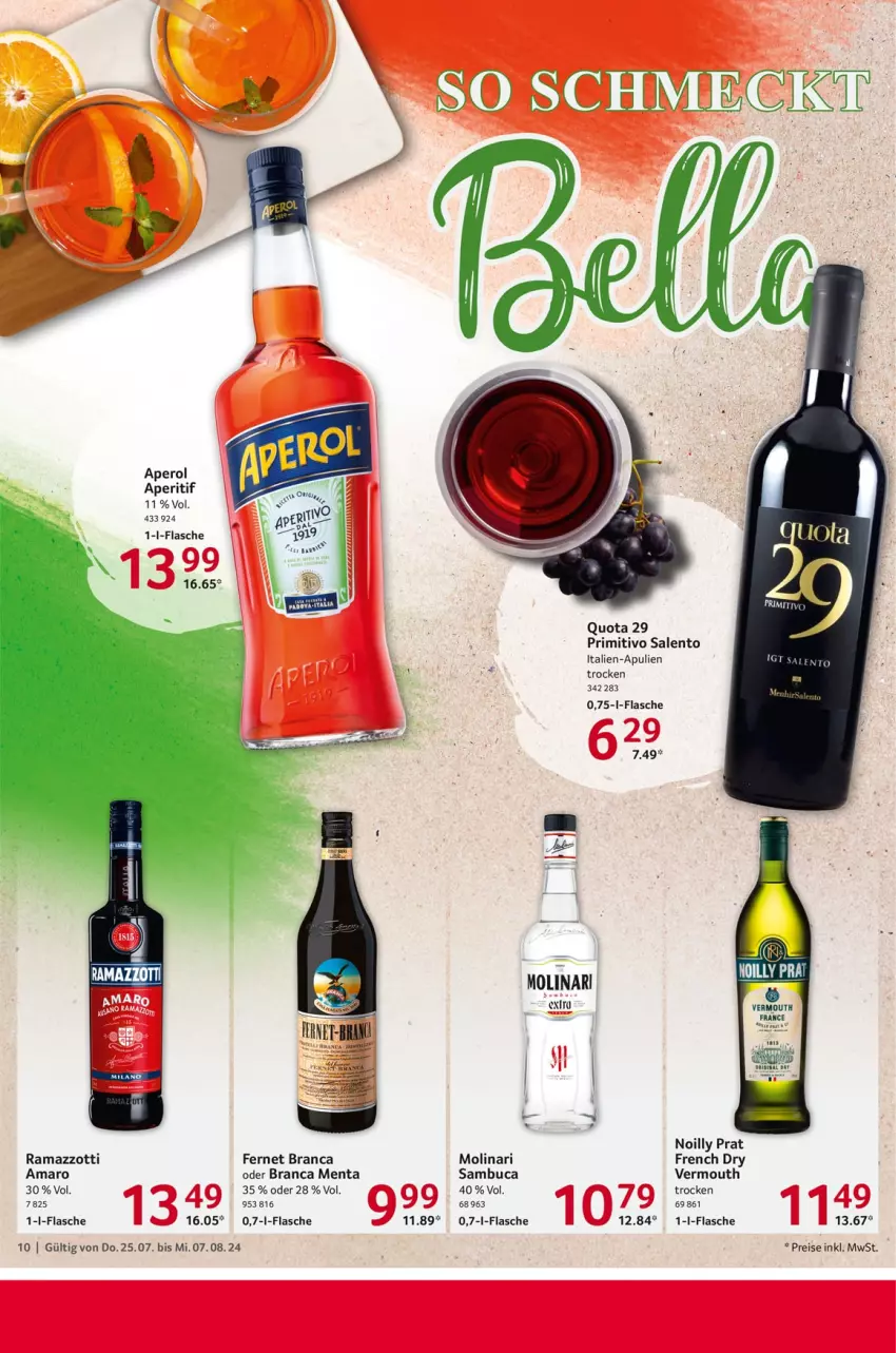 Aktueller Prospekt Selgros - Gastronomie - von 25.07 bis 07.08.2024 - strona 10 - produkty: amaro, aperitif, eis, Fernet, fernet branca, flasche, gin, Molinari, primitivo, rama, ramazzott, ramazzotti, reis, sambuca, Ti, Vermouth, zott