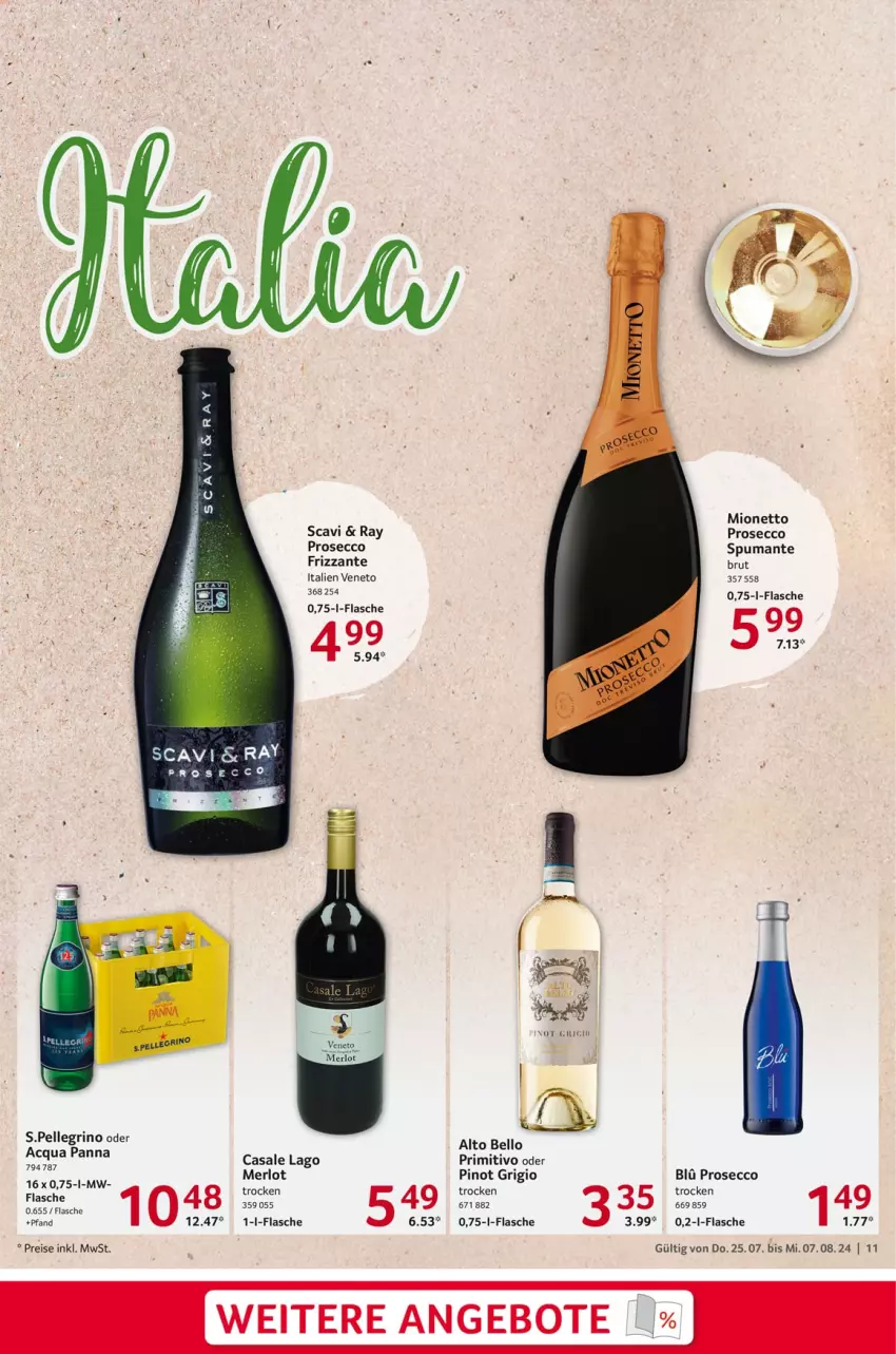 Aktueller Prospekt Selgros - Gastronomie - von 25.07 bis 07.08.2024 - strona 11 - produkty: angebot, angebote, brut, ecco, eis, elle, flasche, frizzante, merl, merlot, mionetto, Pinot, pinot grigio, primitivo, prosecco, puma, reis, spumante, Ti