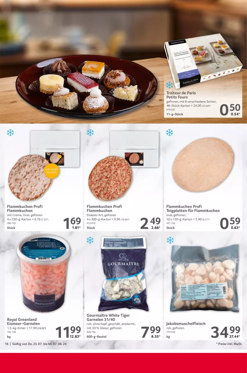 Aktueller Prospekt Selgros - Gastronomie - von 25.07 bis 07.08.2024 - strona 16 - produkty: beutel, creme, eimer, eis, elsässer art, flammkuchen, fleisch, garnelen, jako, kuchen, lamm, latte, reis, Ti