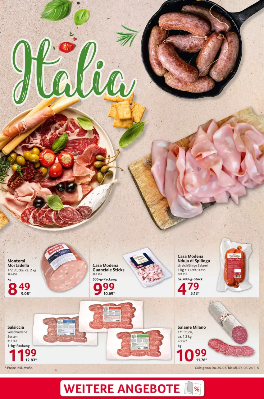 Aktueller Prospekt Selgros - Gastronomie - von 25.07 bis 07.08.2024 - strona 5 - produkty: angebot, angebote, Casa Modena, dell, eis, Mode, montorsi, mortadella, reis, salami, salsiccia, Ti