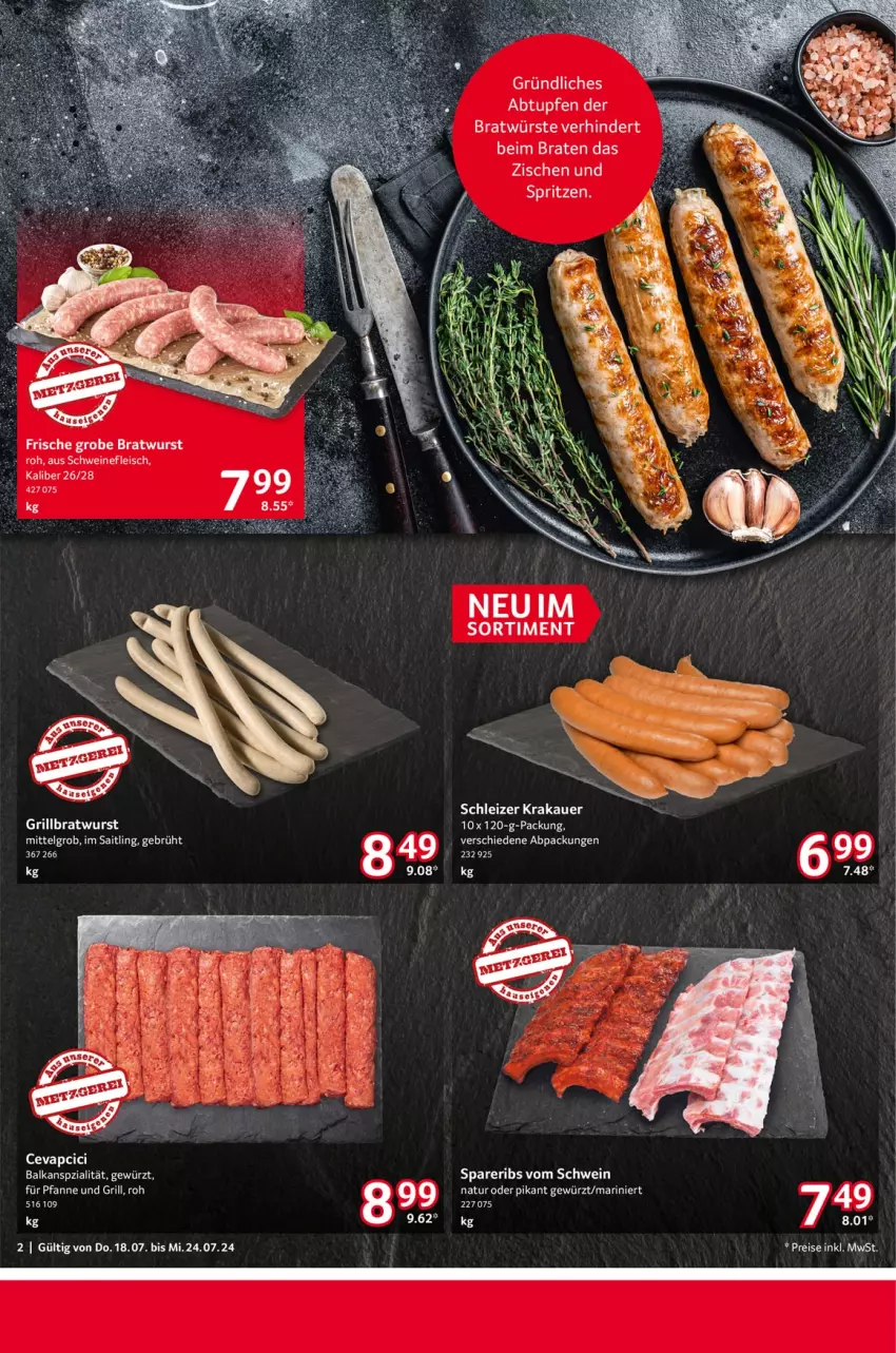 Aktueller Prospekt Selgros - Food - von 18.07 bis 24.07.2024 - strona 2 - produkty: auer, braten, cevapcici, eis, elle, fleisch, gewürz, grill, krakauer, LG, natur, pfanne, reis, schwein, schweine, schweinefleisch, spareribs, Ti, wein, weine