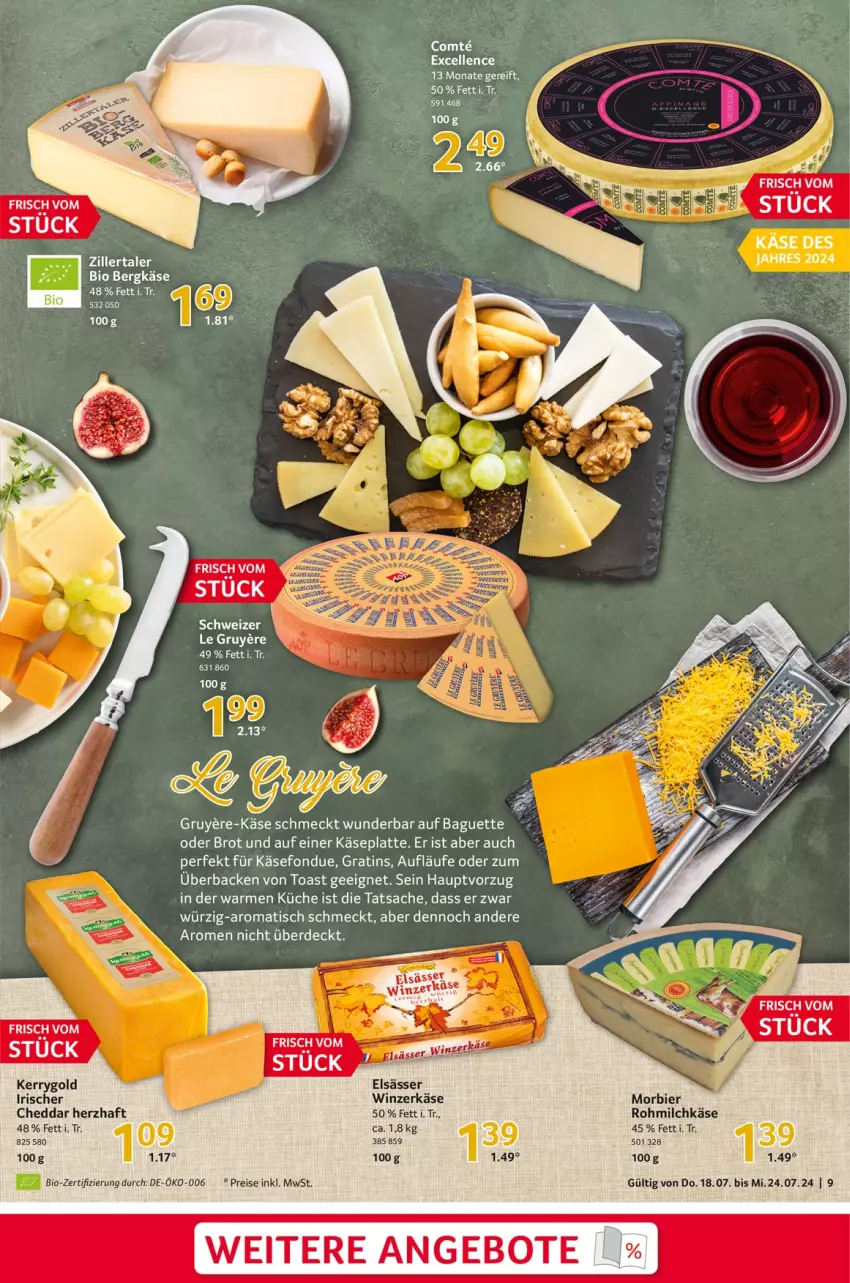 Aktueller Prospekt Selgros - Food - von 18.07 bis 24.07.2024 - strona 9 - produkty: angebot, angebote, baguette, bier, bio, brot, cheddar, eis, elle, erde, Fondue, Käse, kerrygold, küche, latte, milch, Morbier, reis, sac, tee, Ti, tisch, toast, tuc