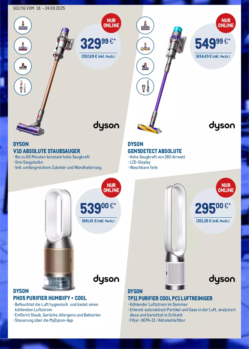 Aktueller Prospekt Metro - Online: Dyson Angebote - von 18.08 bis 24.08.2025 - strona 2 - produkty: auto, Dyson, kraft, Luftreiniger, reiniger, staubsauger, Ti, tisch, wandhalterung