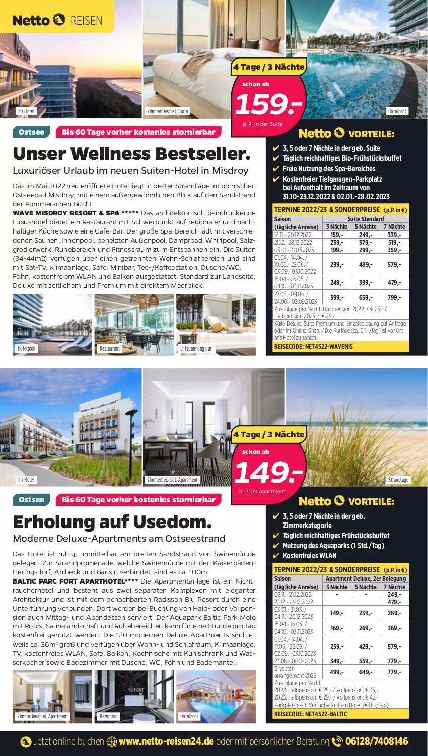 Aktueller Prospekt Netto - Woche 45 - von 07.11 bis 13.11.2022 - strona 2 - produkty: aqua, axe, Bad, Bademantel, bio, Brei, buch, dusche, eier, eis, elle, erde, hering, Herings, innenpool, kaffee, Kaiser, Kocher, küche, kühlschrank, kurtaxe, Mantel, Mode, Pommersche, pool, Rauch, reis, rezept, ring, rwe, salz, Schrank, tee, Ti, wasser, wasserkocher, Whirlpool, zimmerbeispiel, ZTE