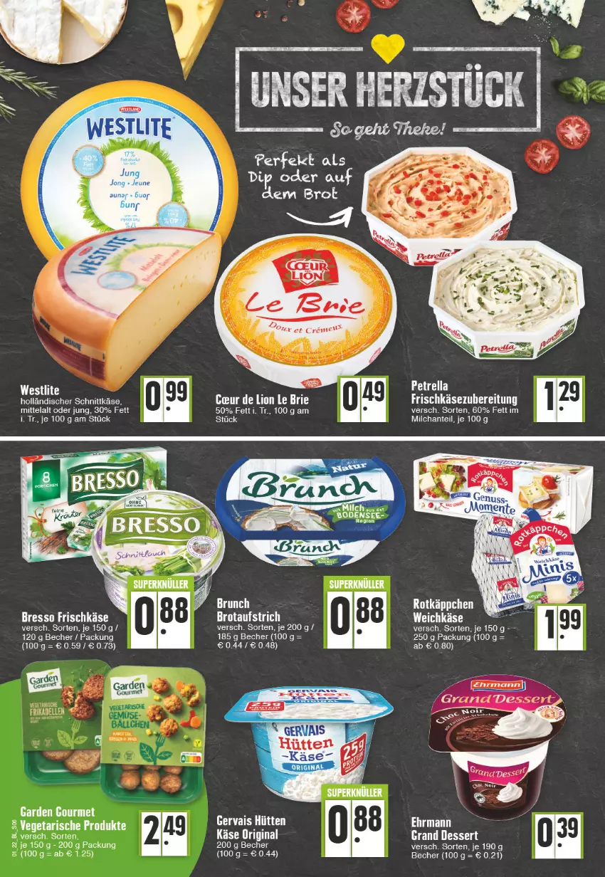 Aktueller Prospekt E Center - Angebote der Woche - von 03.01 bis 08.01.2022 - strona 6 - produkty: aufstrich, Becher, bresso, brot, brotaufstrich, dessert, dip, ehrmann, elle, frischkäse, frischkäsezubereitung, gervais, gin, holländischer schnittkäse, Käse, milch, rotkäppchen, schnittkäse, Vegeta, weichkäse