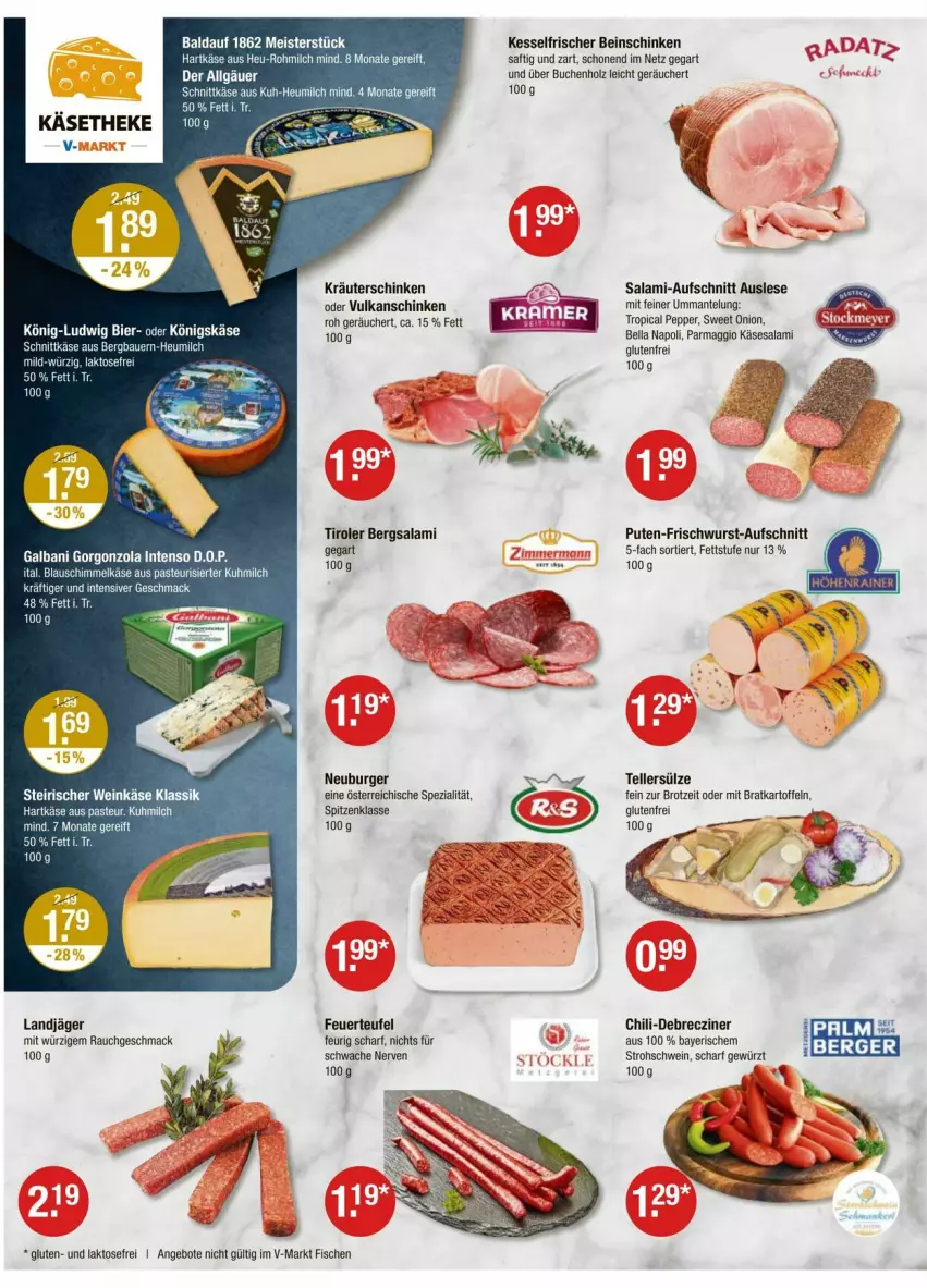 Aktueller Prospekt Vmarkt - Prospekte - von 17.07 bis 23.07.2025 - strona 6 - produkty: angebot, angebote, aufschnitt, Berger, brot, buch, burger, chili, debrecziner, eis, elle, fisch, fische, frischwurst-aufschnitt, galbani, gewürz, gorgonzola, hartkäse, Heu, heumilch, Holz, intenso, kartoffel, kartoffeln, Käse, käsetheke, kräuter, landjäger, LG, mac, maggi, Mantel, Meister, milch, Neuburger, pute, Rauch, saft, salami, schinken, schnittkäse, schwein, Spezi, teller, Ti, wein, Weinkäse, wurst