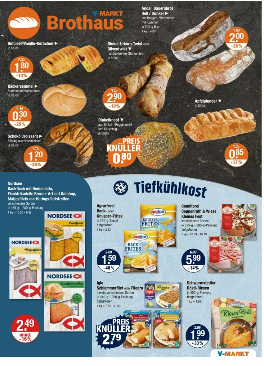 Aktueller Prospekt Vmarkt - Prospekte - von 17.07 bis 23.07.2025 - strona 9 - produkty: agrarfrost, apfel, auer, Bau, Bauer, beutel, brot, coppenrath, filegro, filet, filets, hering, Herings, heringsfilets, himbeer, iglo, Kaiser, Körbchen, korn, leine, matjes, Matjesfilet, matjesfilets, mehl, Plunder, reifen, ring, schlemmerfilet, schoko, schwarmstedter, Semmel, tee, Ti, tiefkühlkost, urkorn, vanille, weizenmehl