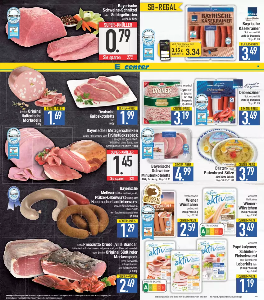 Aktueller Prospekt E Center - Angebote der Woche - von 29.05 bis 03.06.2023 - strona 5 - produkty: braten, braun, coupon, debrecziner, deka, dell, eier, eis, elle, ente, fleisch, fleischwurst, Frühstücksspeck, gin, Hausmacher, kalbskotelett, Käse, Käsekrainer, kotelett, landleberwurst, leberkäs, leberwurst, lyoner, mac, meersalz, Mett, mettwurst, mortadella, nuss, paprika, prosciutto, prosciutto crudo, pute, putenbrust, regal, reifen, reis, ring, rohschinken, saft, salz, Schal, Schale, schinken, schinkenfleischwurst, schnitzel, schwein, schweine, schweine-schnitzel, senf, Speck, spitzenqualität, südtiroler, super-knüller, Ti, wein, weine, wiener, wiener würstchen, wurst, würstchen, Yo, ZTE