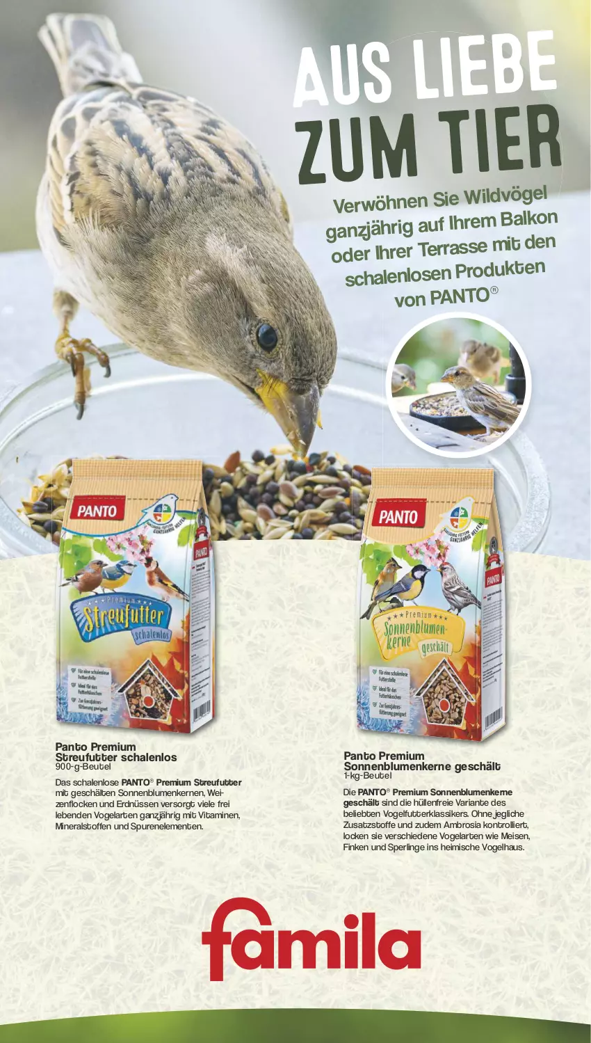 Aktueller Prospekt Famila - Prospekte - von 09.09 bis 14.09.2024 - strona 4 - produkty: beutel, blume, blumen, eis, ente, erdnüsse, erdnüssen, Ria, Schal, Schale, sonnenblume, sonnenblumen, Sonnenblumenkerne, sonnenblumenkernen, Streufutter, Ti, trolli, vita, Vitamine, Vogelfutter, Wild