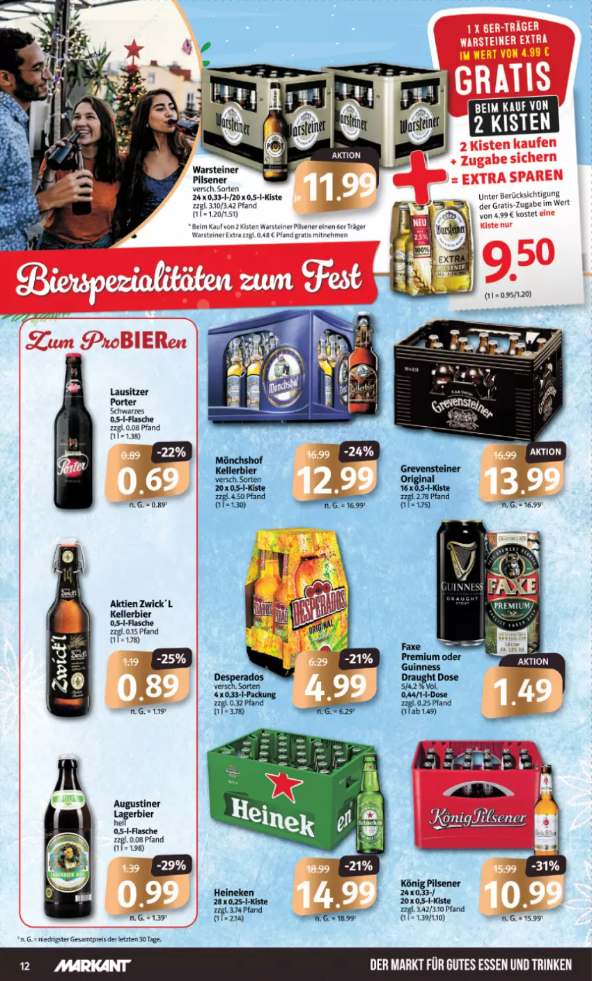 Aktueller Prospekt Markant - Prospekte - von 04.12 bis 09.12.2023 - strona 12 - produkty: bier, eis, elle, flasche, gutes essen, kellerbier, könig pilsener, Lagerbier, pils, pilsener, reis, steiner, Ti, warsteiner, WICK, ZTE