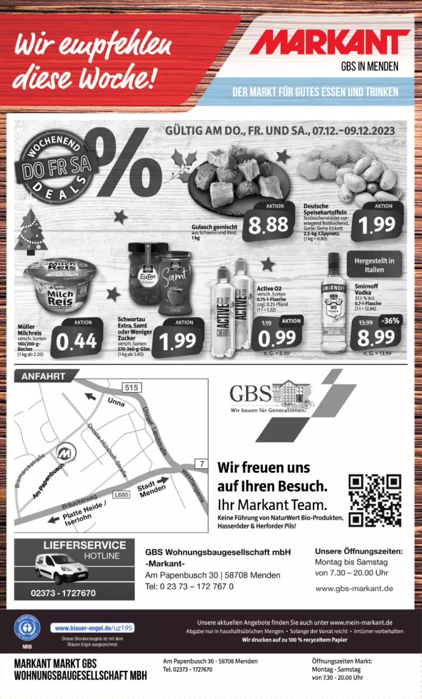 Aktueller Prospekt Markant - Prospekte - von 04.12 bis 09.12.2023 - strona 16 - produkty: angebot, angebote, Bau, bio, brot, eier, elle, flasche, hasseröder, lieferservice, natur, pils, rwe, smirnoff, Ti, uhr, vodka