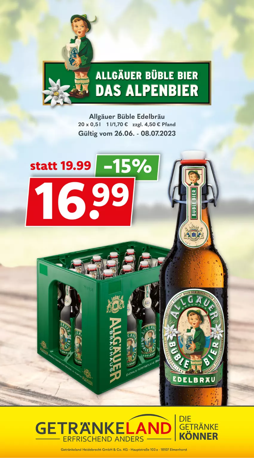 Aktueller Prospekt Getraenkeland - von 26.06 bis 08.07.2023 - strona 9 - produkty: allgauer, auer, bier, eis, Elan, getränk, getränke, LG, Ti