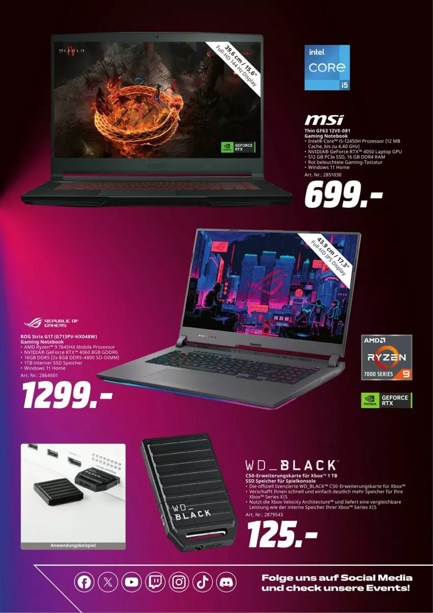 Aktueller Prospekt Media Markt - Prospekte - von 05.09 bis 19.09.2024 - strona 11 - produkty: eis, ente, gaming notebook, geforce, lack, Laptop, LG, notebook, nvidia, rtx, rwe, ryzen, Spielkonsole, ssd, tee, Xbox