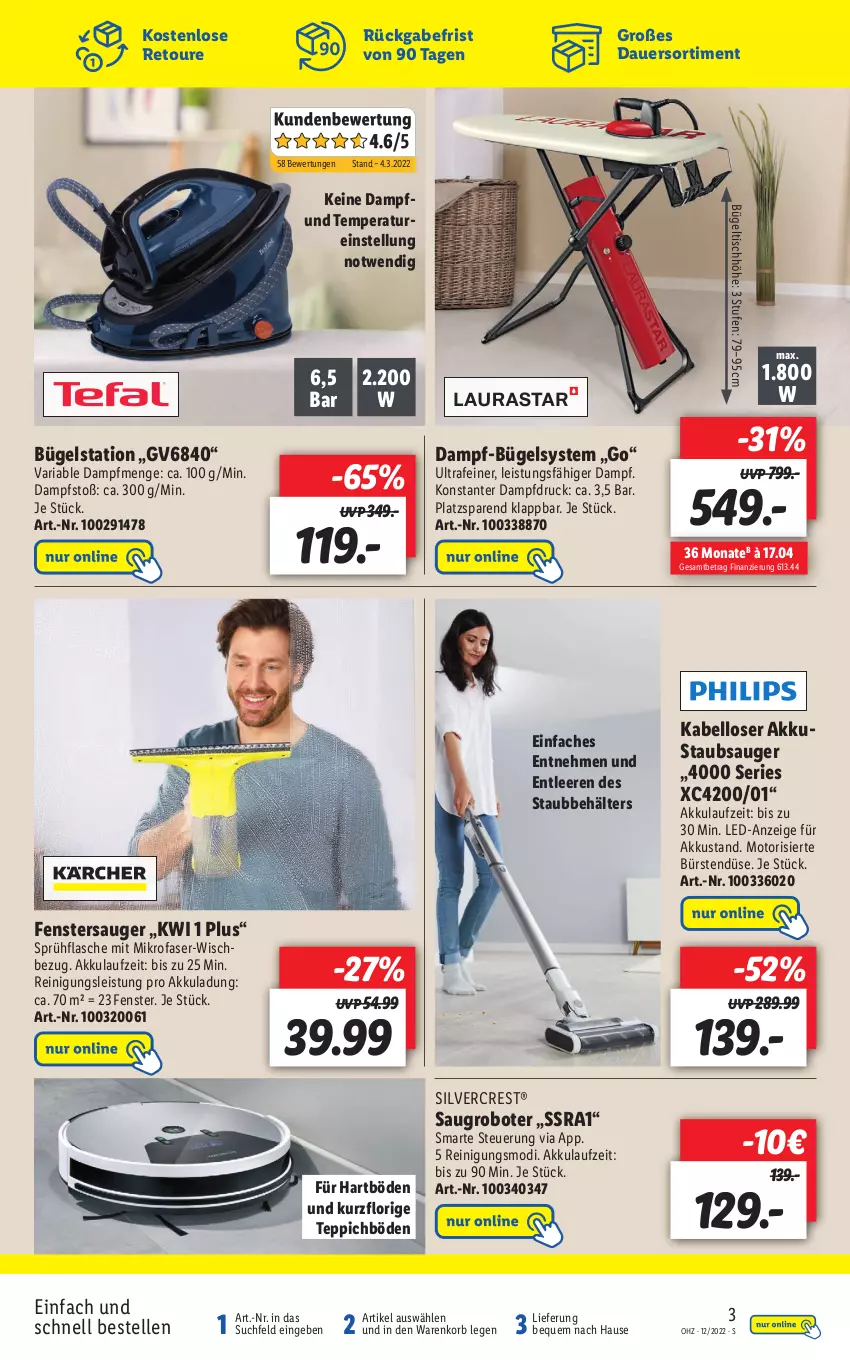 Aktueller Prospekt Lidl - Aktuelle Onlineshop-Highlights - von 21.03 bis 27.03.2022 - strona 3 - produkty: akku, auer, Behälter, bügel, Bügelstation, bügeltisch, bürste, bürsten, eis, elle, fenster, fenstersauger, flasche, korb, mikrofaser, Reinigung, Ria, Saugroboter, silvercrest, sprühflasche, staubsauger, teppich, Ti, tisch