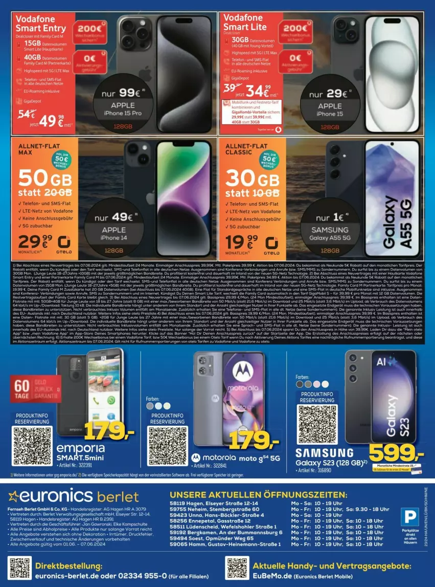 Aktueller Prospekt Euronics - Prospekte - von 01.06 bis 07.06.2024 - strona 12 - produkty: angebot, angebote, butter, dekoration, eier, elle, ente, Handy, Samsung, samsung galaxy, Samsung Galaxy A, telefon, Ti, uhr, vodafone