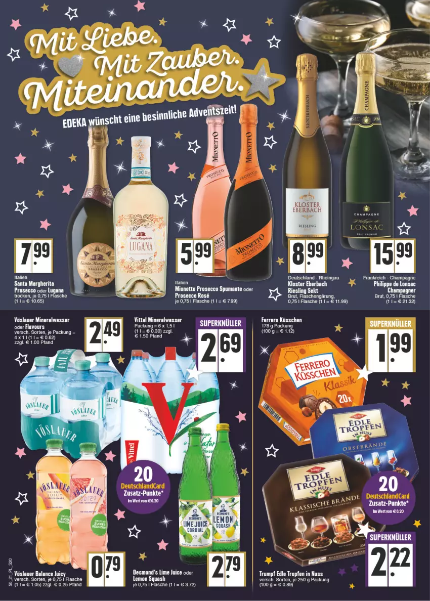 Aktueller Prospekt E Center - Angebote der Woche - von 13.12 bis 18.12.2021 - strona 20 - produkty: Alwa, auer, brut, champagne, champagner, ecco, eier, ferrero, Ferrero Küsschen, flasche, Kloster Eberbach, margherita, mineralwasser, mionetto, nuss, prosecco, puma, riesling, rum, sekt, spumante, vittel, vöslauer, wasser, Yo