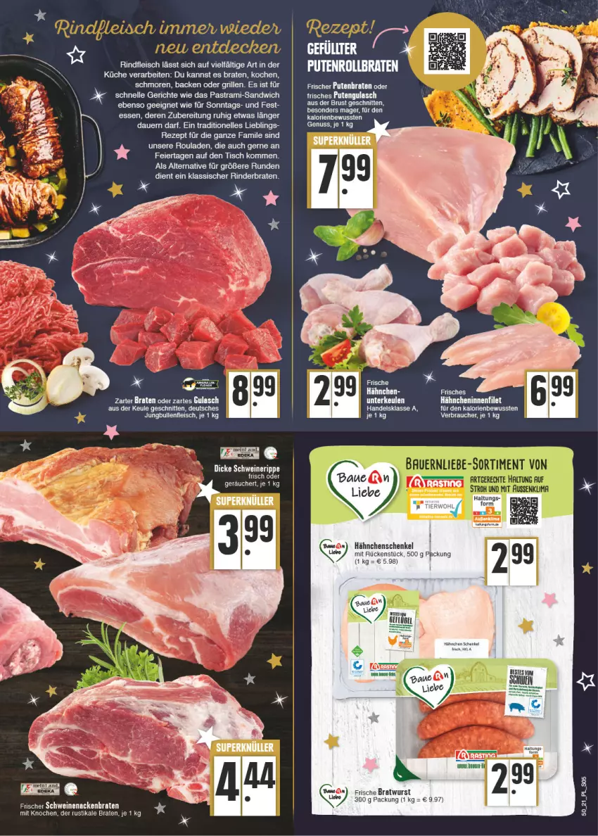 Aktueller Prospekt E Center - Angebote der Woche - von 13.12 bis 18.12.2021 - strona 5 - produkty: Astra, auer, Bau, braten, bratwurst, cin, eier, eis, elle, filet, fleisch, Frische Hähnchen, grill, gulasch, hähnchenschenkel, henkel, jungbullen, küche, nuss, pastrami, pute, Rauch, rezept, rind, rinder, rinderbraten, rindfleisch, rouladen, sandwich, schenkel, schnitten, schwein, schweine, tee, Ti, tisch, wein, weine, wurst