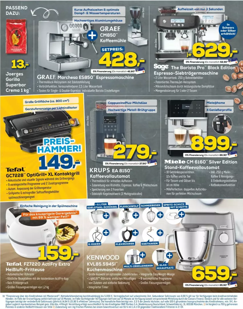 Aktueller Prospekt Euronics - Prospekte - von 02.02 bis 09.02.2022 - strona 10 - produkty: auto, Cap, cappuccino, cin, consors finanz, edelstahl, eimer, eis, elle, espresso, fritteuse, Germ, Gläser, grill, grillfläche, kaffee, kaffeevollautomat, krups, lack, mais, miele, milch, Reinigung, tasse, tee, Ti, wasser, Zelt