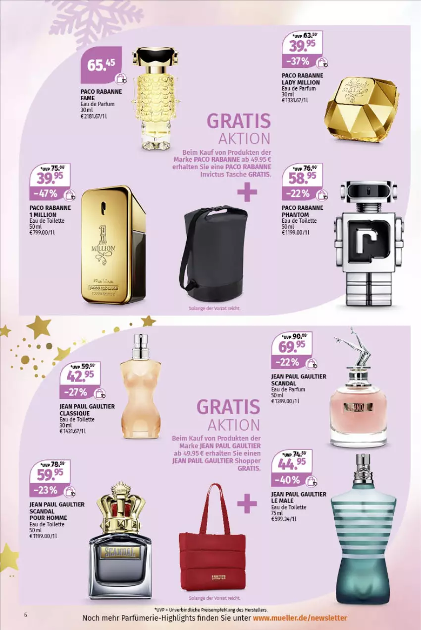 Aktueller Prospekt Mueller - Parfümerie Angebote - von 12.12 bis 31.12.2022 - strona 6 - produkty: Eau de parfum, eau de toilette, eau de toilette 50 ml, eis, elle, Jean Paul Gaultier, lion, parfum, reis, Tasche, teller, Ti