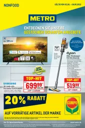 Gazetka promocyjna Metro - NonFood - Gazetka - ważna od 08.06 do 08.06.2022 - strona 1 - produkty: akku, Akku-Staubsauger, angebot, angebote, auto, Behälter, decke, Dyson, eis, elle, erde, fernseher, kraft, leine, LG, Metro, reis, sonderposten, staubsauger, teller, Ti, tisch, top-hit, uhd, wandhalterung