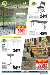Gazetka promocyjna Metro - NonFood - Gazetka - ważna od 08.06 do 08.06.2022 - strona 15 - produkty: ampelschirm, Bank, bier, eis, garnitur, Garten, Holz, HP, klappstuhl, latte, LG, Mode, pavillon, reis, rückenlehne, stuhl, Ti, tisch, tischplatte, top-hit, wasser