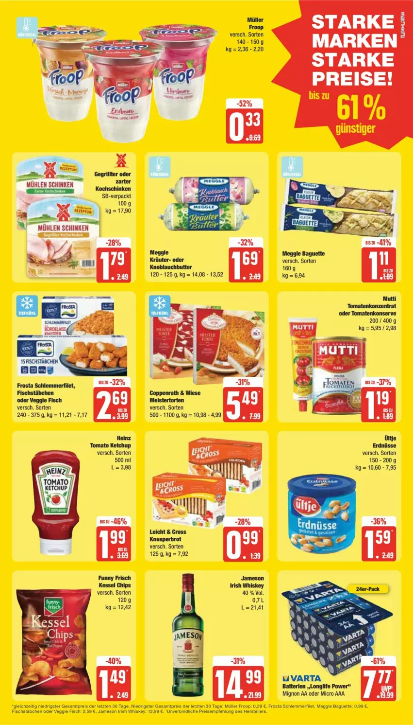 Aktueller Prospekt Edeka - Prospekte - von 01.04 bis 06.04.2024 - strona 3 - produkty: baguette, eis, elle, filet, fisch, fischstäbchen, froop, frosta, irish whiskey, jameson, meggle, Müller, müller froop, reis, schlemmerfilet, teller, Ti, veggie, whiskey, ZTE